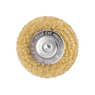 Vielinis diskinis šepetys 80 mm, suvirškintos vielos, žalvario dengtas 3 Vielinis diskinis šepetys 80 mm, suvirškintos vielos, žalvario dengtas 3