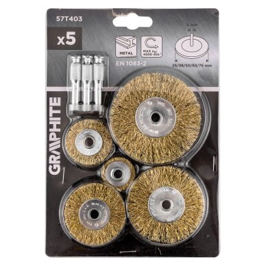 Vielinis diskinis šepetys, suvirškintos vielos, žalvario dengtos, 25, 38, 50, 63, 75 mm, 5 vnt. 1 Vielinis diskinis šepetys, suvirškintos vielos, žalvario dengtos, 25, 38, 50, 63, 75 mm, 5 vnt. 1