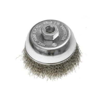 Vielinis šepetys kuginis 100 mm, suspaustas plieninis viela, M14 1 Vielinis šepetys kuginis 100 mm, suspaustas plieninis viela, M14 1