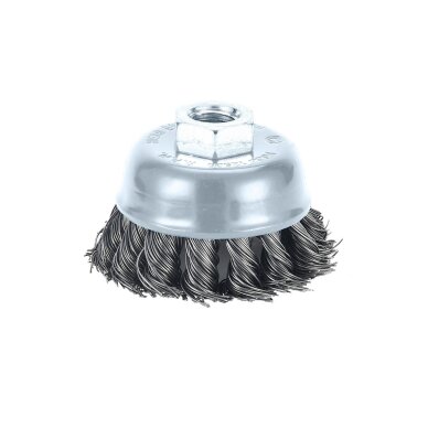 Vielinis šepetys kuginis 100 mm, susuktas plieninis viela, M14 Vielinis šepetys kuginis 100 mm, susuktas plieninis viela, M14