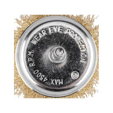 Vielinis šepetys kuginis 75 mm, suvirškintos vielos, žalvario dengtas, su 6 mm blaučiu 2 Vielinis šepetys kuginis 75 mm, suvirškintos vielos, žalvario dengtas, su 6 mm blaučiu 2