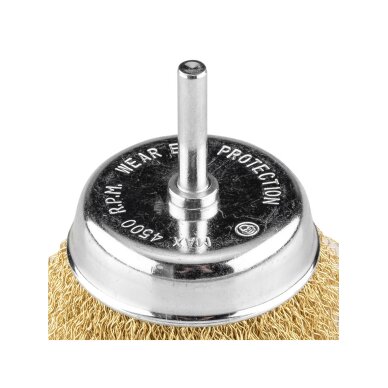 Vielinis šepetys kuginis 75 mm, suvirškintos vielos, žalvario dengtas, su 6 mm blaučiu 3 Vielinis šepetys kuginis 75 mm, suvirškintos vielos, žalvario dengtas, su 6 mm blaučiu 3