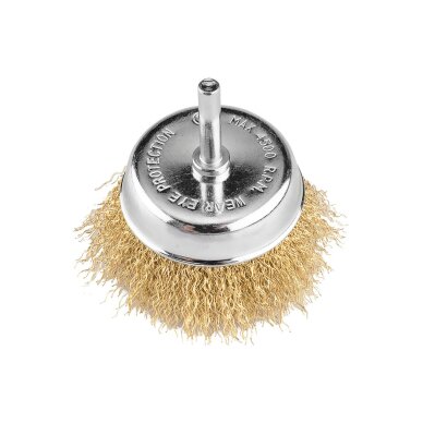 Vielinis šepetys kuginis 75 mm, suvirškintos vielos, žalvario dengtas, su 6 mm blaučiu Vielinis šepetys kuginis 75 mm, suvirškintos vielos, žalvario dengtas, su 6 mm blaučiu