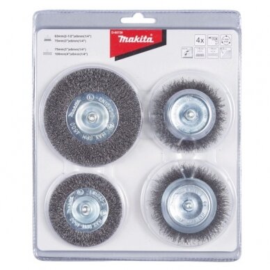 Vielinių šepečių komplektas (4vnt.) gręžtuvam Makita D-65729 1 Vielinių šepečių komplektas (4vnt.) gręžtuvam Makita D-65729 1