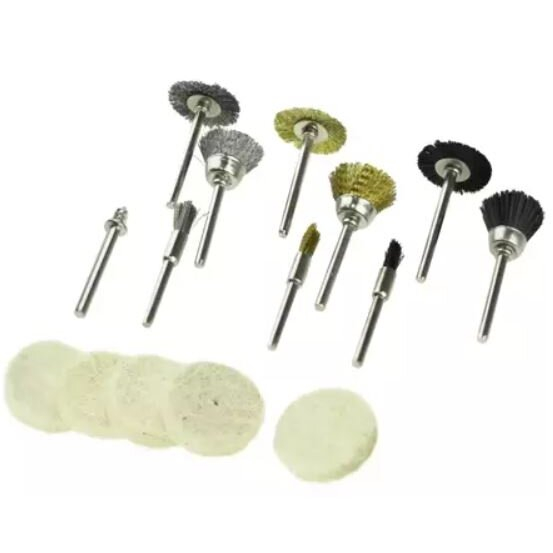 Vieliniai šepečiai ir poliravimo flisai Dedra 08T608, 15 vnt. 1 Vieliniai šepečiai ir poliravimo flisai Dedra 08T608, 15 vnt. 1