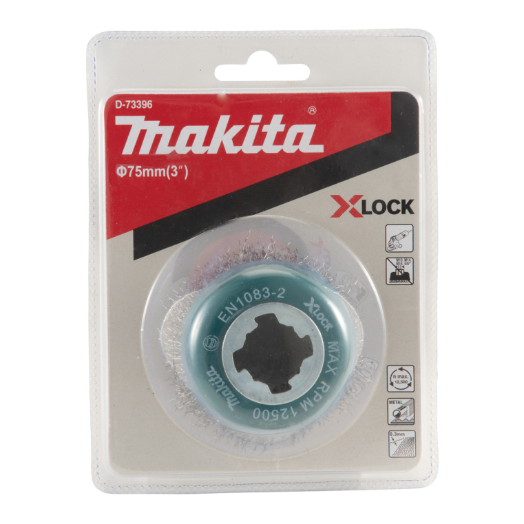 Vielinė šlifavimo taurė Makita D-73396, banguota viela, 0.3mm, Ø 75 mm, X-LOCK 3 Vielinė šlifavimo taurė Makita D-73396, banguota viela, 0.3mm, Ø 75 mm, X-LOCK 3