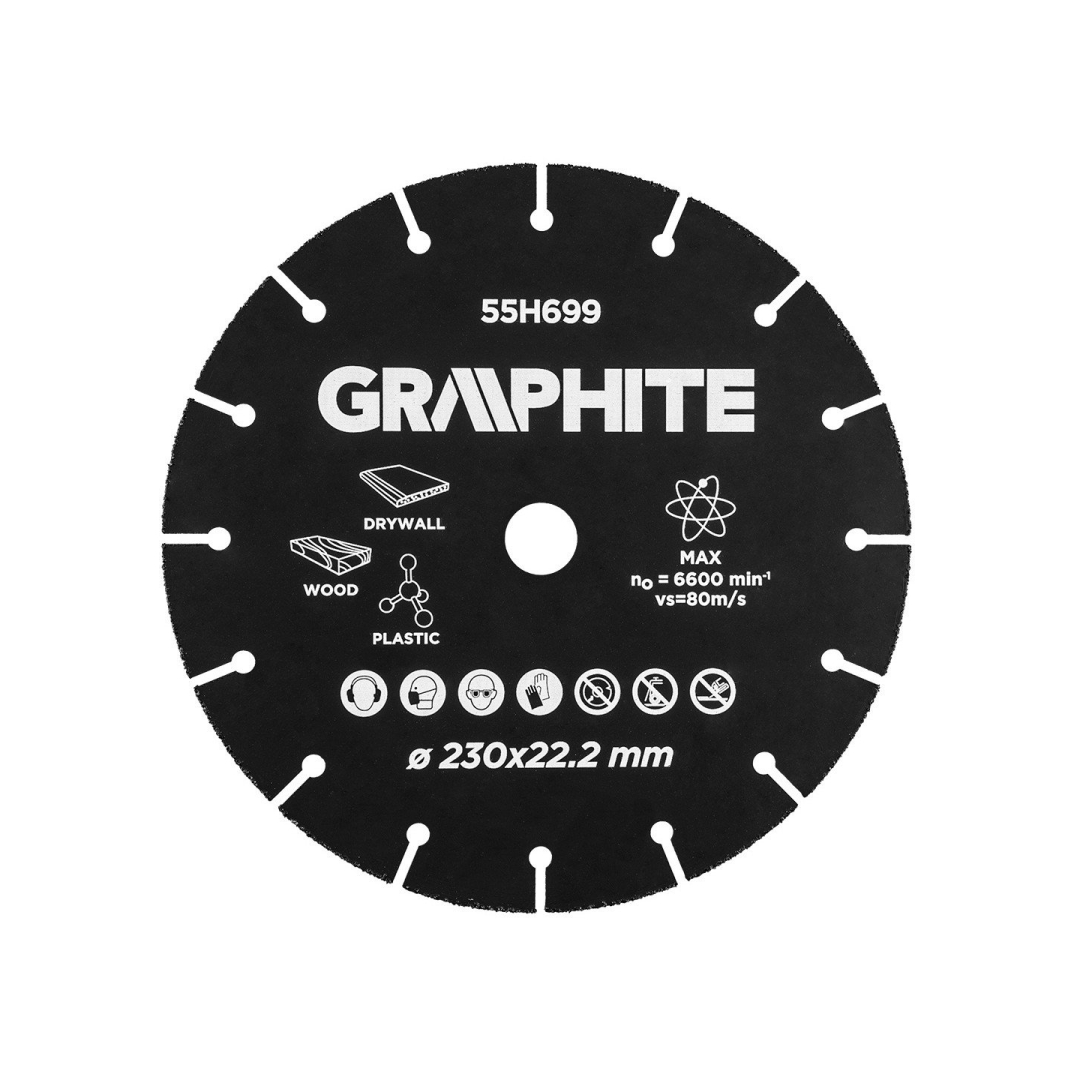 Volframo karbido pjovimo diskas medienai ir plastikui230 x 22.2 mm