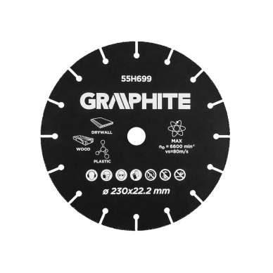 Volframo karbido pjovimo diskas medienai ir plastikui230 x 22.2 mm