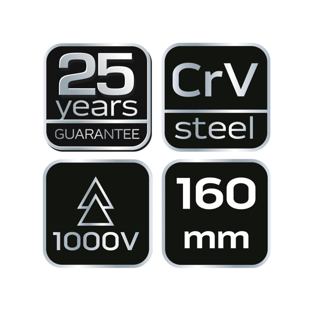 Žirklės kabeliams VDE 160mm (6"), crv, poliruotos 4 Žirklės kabeliams VDE 160mm (6"), crv, poliruotos 4