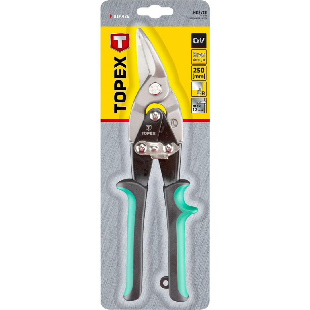 Žirklės skardai, dešinio kirpimo, 250 mm 1 Žirklės skardai, dešinio kirpimo, 250 mm 1