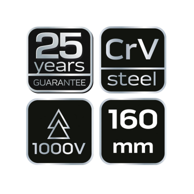 Žirklės kabeliams VDE 160mm (6"), crv, poliruotos 4 Žirklės kabeliams VDE 160mm (6"), crv, poliruotos 4