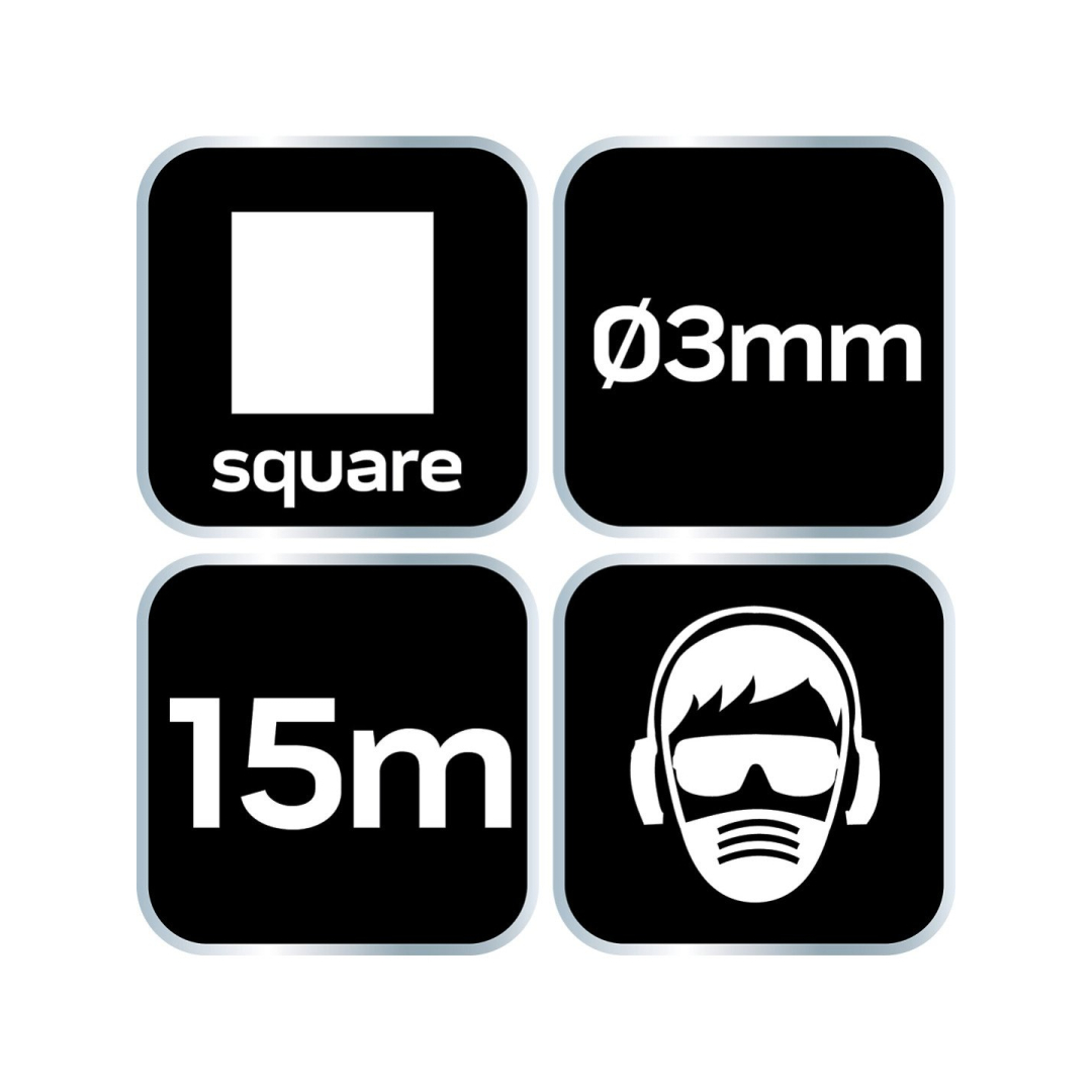 Žoliapjovės laidas kvadratinis 3 mm, ilgis 15 m 5