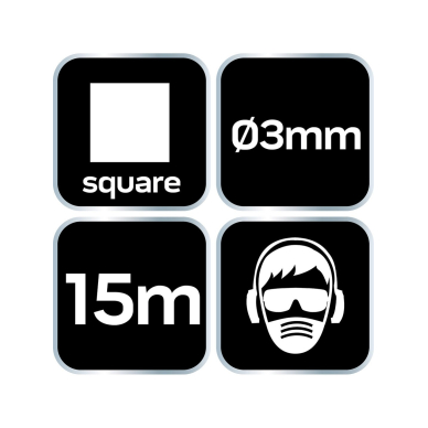 Žoliapjovės laidas kvadratinis 3 mm, ilgis 15 m 5 Žoliapjovės laidas kvadratinis 3 mm, ilgis 15 m 5